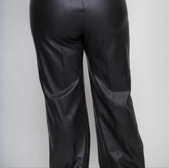 Plus Size Faux Leather Wideleg Pants - Picture 2 of 2
